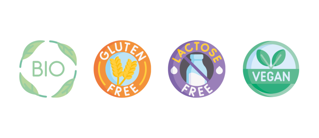 Certification bio, sans gluten, sans lactose et vegan du produit